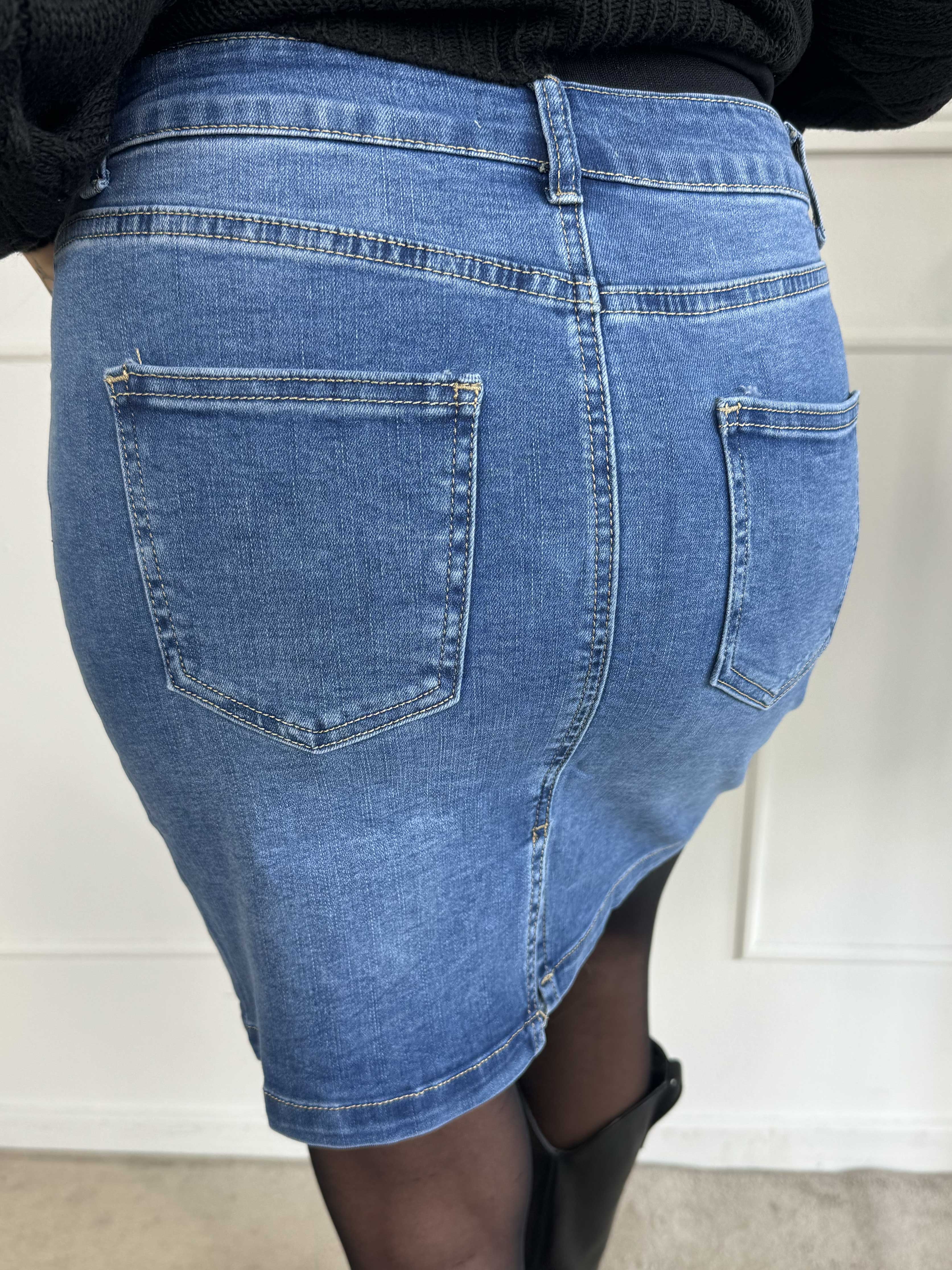 Felina - Denimkjol dekorerad med små stenar